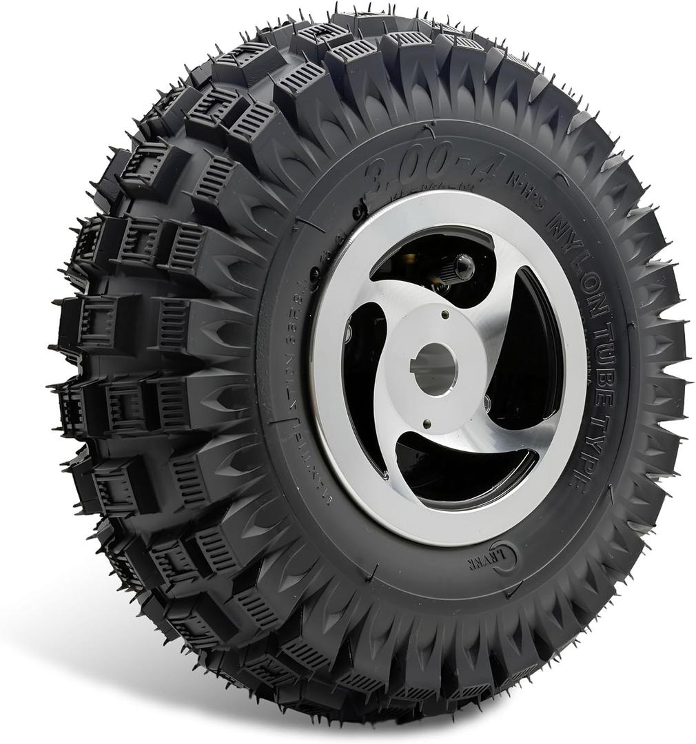 10 Inch 3.00-4 Wheel with Keyway Bearing Bore Diameter 0.73" Bearing Width 1.77", 10x3.00-4 Flat Free Tire, Fit for Hand Truck/Wheelbarrow/Garden Cart/Wagon/Generators