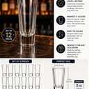 Shot Glasses Set, 2 Oz, Clear, Crystal Glass, Heavy Base, 12 Pack, Modern Style, Stackable, for Vodka, Whiskey, Tequila & Espresso