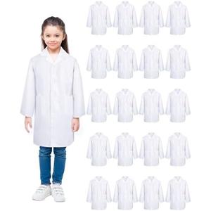 Newcotte Unisex Kids Lab Coat Bulk Halloween Children Science Doctor White Toddler Costume Boys Girls Cosplay School XL 20 PCS