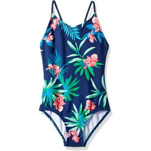 Kanu Surf Girls' Daisy Beach Sport One Piece Swimsuit (10, Leonie Floral Navy)
