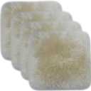 Real Wool 4 Pack Square Cushion Luxurious Comfortable Sheepskin Chair Pad for Children's Room Study Cushion Classrooms Study Desks Chair Office Computer Chair Cushion (18x18 Inch, Cream Coffee)