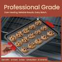 BAKKEN Cookie Sheets for Baking Nonstick Set - 3-Piece Stackable Carbon Steel Baking Sheet Pans Set with Silicone Handles, Non Toxic Cookie Sheets for Baking Bakeware Set - Gray Marble