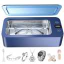 Ultrasonic Jewelry Cleaner, 50khz Professional Ultrasonic Cleaner Machine for Jewelry, Eyeglasses, Watches, Dentures,5 Time Modes,316 Stainless Steel Tank,500ml Capacity (Blue)