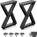 16" Metal Bench, Desk & Coffee Table Legs, Heavy Duty Furniture Feet with Adjustable Protectors, Black End & Side Table Legs (H16 x W11.8, Set of 2)