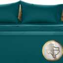 Texas Linen Co. 100% Egyptian Cotton Queen Size Sheet Set - 1000 Thread Count 4 Piece Cotton Sheets for Queen Bed, Soft, Cooling Extra Long Staple Luxury Hotel Sheets - Fits Upto 18 Deep Pocket, Teal
