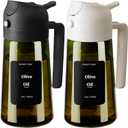 SWEET VIEW 2PCS Olive Oil Dispenser and Oil Sprayer 16oz/470ml Glass Light-Proof Oil Pourer for Kitchen Air Fryer, Cooking, Salad, and BBQ, with Stickers