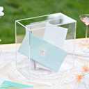 UNIQOOO Clear Acrylic Card Box w/Slot, Thick DIY Wedding Box Blank No Print, Large 10x10x5.5 in, for Reception Decoration Fundraiser Money Box Election Ballot Graduation Keepsake Party Favor