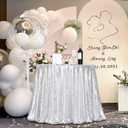 PartyDelight 70" inch Silver Sequin Tablecloth Round Wedding, Party, Christmas Decorations