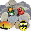 25Pcs River Rocks for Painting, 2-3 Inch Flat Smooth Rocks to Paint, Natural Craft Stones for Kids & Adults Art Projects, Bulk Painting Rocks