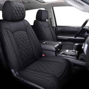 YIERTAI Tundra Seat Covers Compatible with Toyota Tundra 2008-2022 2023 2024 2025 Crewmax Double Cab SR5 Limited Platinum TRD Pro Tundrasine 1794 Edition Waterproof Leather(5 PCS Full Set/Black)