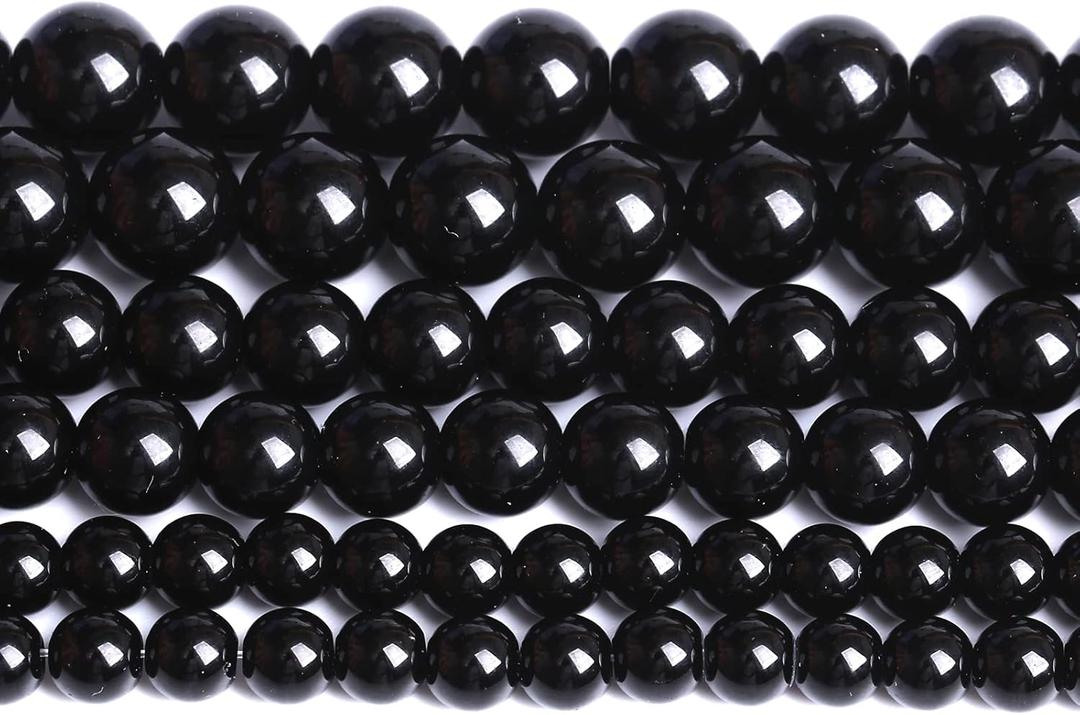 6mm 130pcs Natural Black Agates Onyx Stone Beads Smooth Round Loose Spacer Beads for Jewelry Making DIY Bracelets 32" 2 Strands