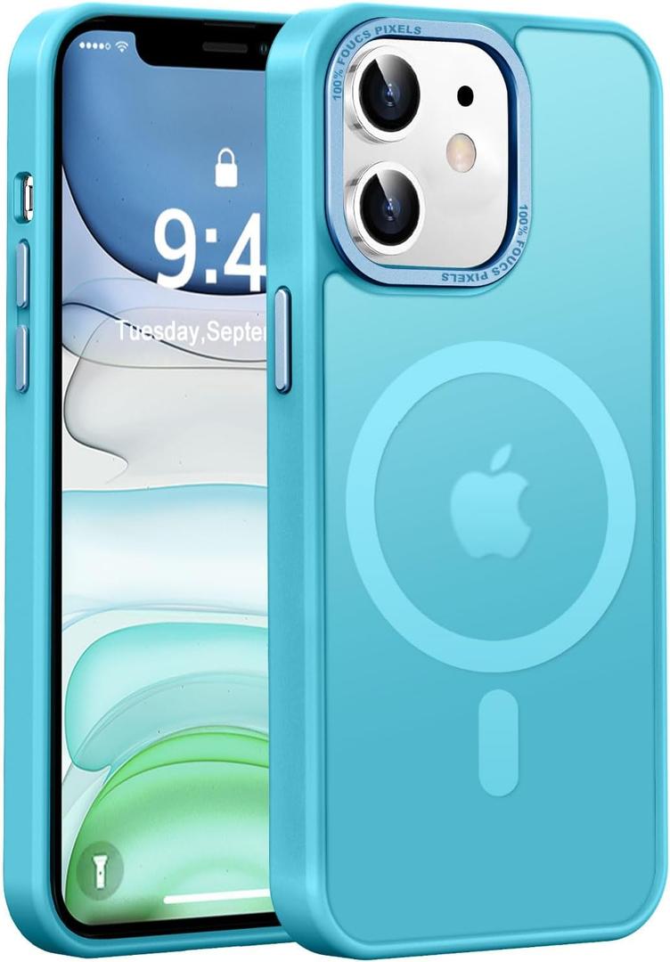 Newfuture Designed for iPhone 11 Case with Strong Magnetic [13 FT Military Drop Protection] [Compatible with Magsafe] Slim Translucent Matte Shockproof with Anti-Fingerprint Phone Case, Lake Blue