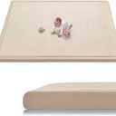 Baby Play Mat for Floor, 1.3 Inch Thick Memory Foam Tummy Time Mat with Non Slip Backing, Soft Coral Velvet 71X79 Inch Playpen Mat Crawling Tatami for Infants Toddlers Kids, Beige