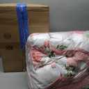 Flower Comforter Sheet Set White Bed in a Bag 7 Pieces Queen Size Dark Pink Floral Microfiber Bedding Set (1 Comforter 2 Pillow Shams 1 Pink Flat Sheet 1 Fitted Sheet 2 Pillowcases)