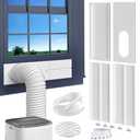 Cestluck Portable AC Window Vent Kit, with 5.9” Exhaust Hose, 5.9" Coupler and Bird Guard, Adjustable Air Conditioner Window Seal Kit Length Range (17” to 63”), Universal Sliding AC Vent Kit