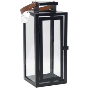 12.4" Black Metal Modern Candle Lantern