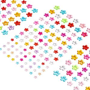 uxcell 505 Pcs Gems Stickers for Crafts, 5 Sheet Self-Adhesive Gems Bling Flower Rhinestone Stickers, Crystal Crafts Jewelry Stickers for Party Decorations, Multicolor