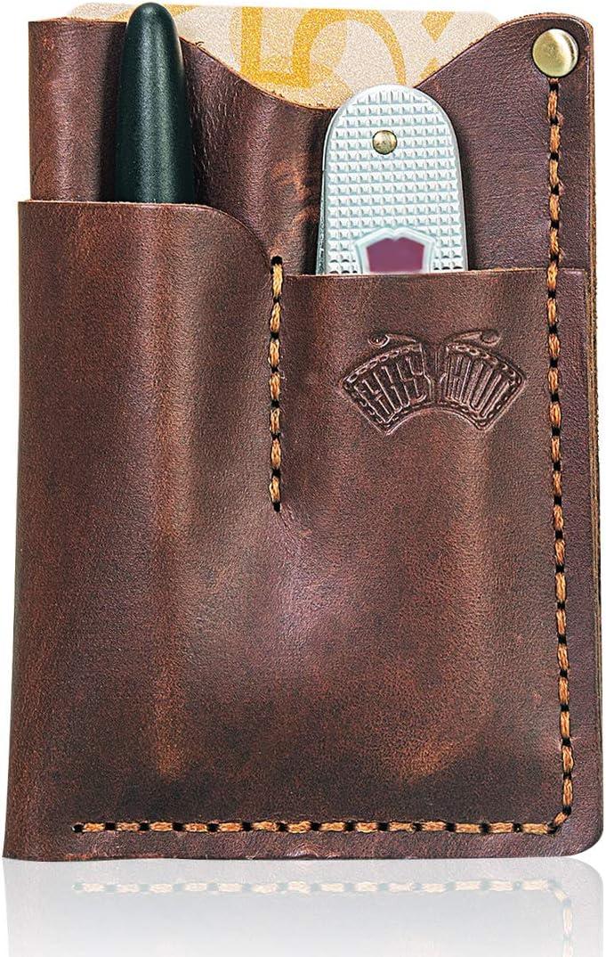Leather EDC Pocket Organizer Men Handmade Sheath Knife Holster Pouch Wallet