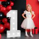 2FT Light Up Number for 1th Birthday Party Decor, Anniversary Marquee Number for 1 Year Old Girl Boy Birthday Large Marquee Number for Party Event, Wedding Anniversary, Number 1