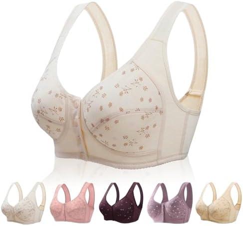 Daisy Bra for Seniors, Front Closure Bras for Older Women,2024 New Comfortable Convenient Front Close Button Cotton Bras Size Small, Beige 