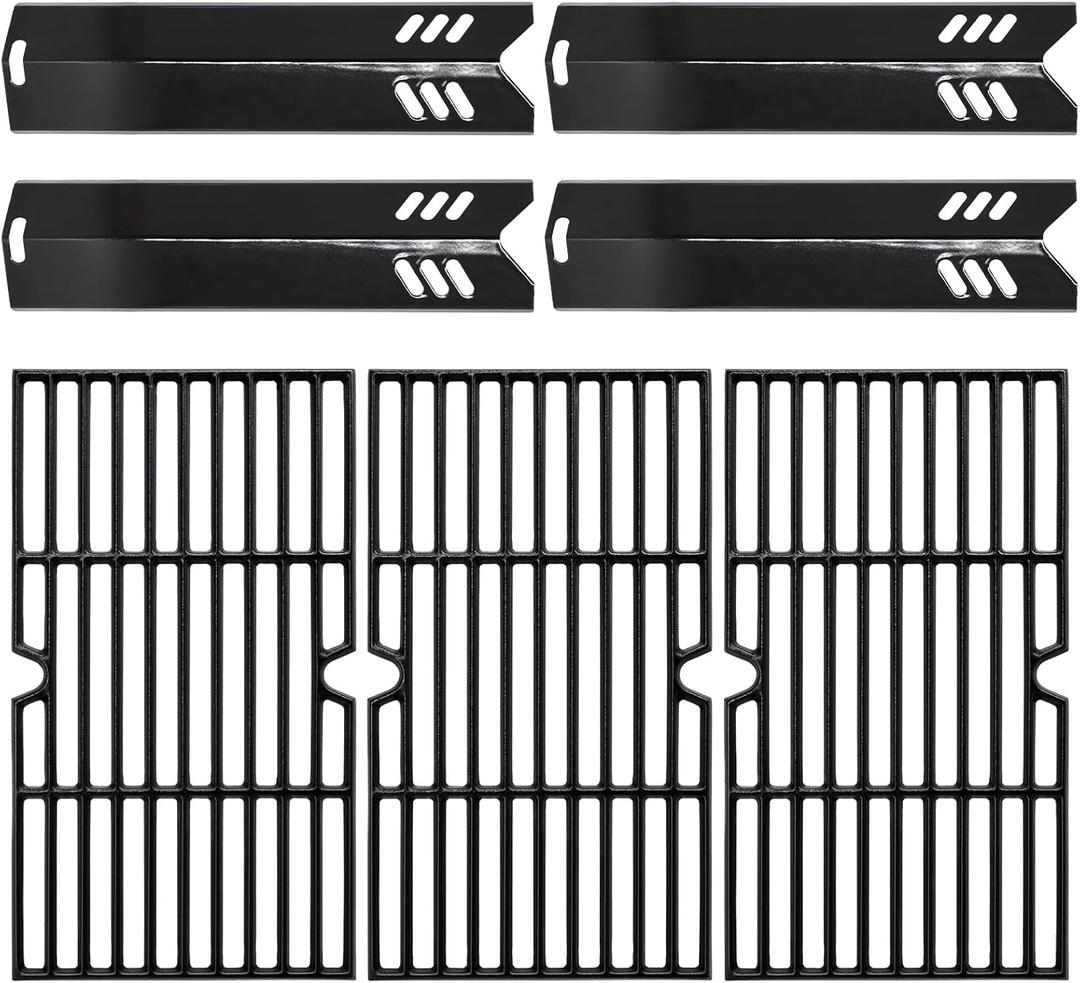 Hiorucet Grill Replacement Parts for Dyna Glo DGF493BNP, DGB494SPB, Backyard Grills BY13-101-001-12, BY14-101-001-099 and Uniflame GBC1343WP-U. Grill Grates, Heat Plates Shields for Dyna Glo 4 Burner.