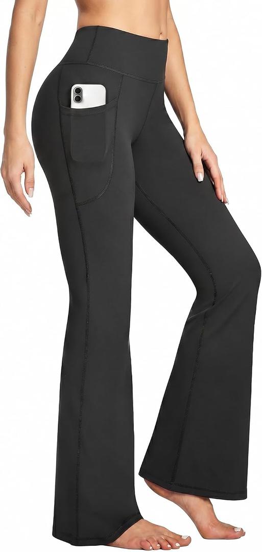 Heathyoga 28''/30"/32" Yoga Pants Women Wide Leg Yoga Pants with Pockets for Women Flare Leggings Bootcut Work Dress Pants, Large