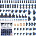 90 Pcs Quick Connect Air Line Fittings Kit Pneumatic Push Lock Air Fittings 1/8",1/4",3/8",1/2" Push to Connect & NPT Thread Air Hose Fittings Quick Release Airline Fitting Kit