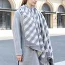 Wander Agio Diagonal Checkered Scarf Winter Shawl Thick Cashmere-Like Soft Wrap Warm Scarves Womens Plaid Shawls