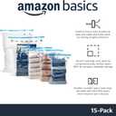 Amazon Basics Vacuum Compression Space Saving Storage Bags with Hand Pump for Clothes Packing, Pack of 15, Multiple Sizes, White