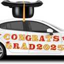 2025 Graduation Car Decorations 23'' Large Inflatable Grad Cap Car Decors Congrats Grad Letters Bulk Class of 2025 PVC Inflatable Cap for Senior High School Collage Prom Party Decors(Red, Gold)