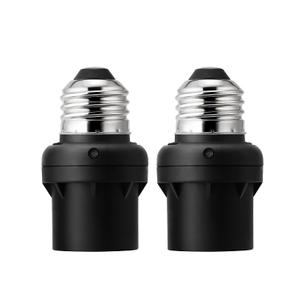 DEWENWILS Light Sensor Socket, E26 E27 Dusk to Dawn Sensor Socket, Light Bulb Socket for Light Fixtures, Compatible with Incandescent/CFL/LED/Halogen Bulbs, Black, 2 Pack