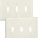 2-Pack Triple Toggle Light Switch Cover Plate, Pearls Decorative Switch Plate Covers, Light Almond 3 Gang Metal Wall Plate, Corrosion Resistant