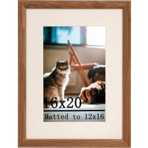 16x20 Natural Oak Wood Picture Frame - Display 12x16 Photos with Mat or 16x20 Without - Modern Minimalist Gallery Wall Poster Frame - Horizontal & Vertical Wall Mounting