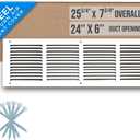 Fits 24x6 Duct Opening | Steel Return Air Grille by Handua | Vent Cover Grill for Sidewall and Ceiling | White | HVAC Cold Air Intake Grille | Outer Dimensions: 25.75"W X 7.75"