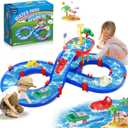 2-Tier Water Table Toys for Kids,61PCS Water Park Playset with Pump,Summer Water Toys Waterways for Backyard Beach Pool Lawn,Outdoor Toy for Toddlers 3-5 4-8, Gifts for Boys Girls
