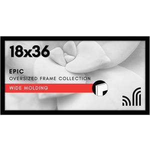 Americanflat 18x36 Picture Frame with Polished Plexiglass - Black Picture Frame - Wide Photo Frames Made of Engineered Wood for Vertical or Horizontal Wall Display - Epic Collection - Black
