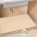 TRZZ Silicone Waterproof Under Sink Mat 34" x 22", Drip Tray and Cabinet Liner for Kitchen and Bathroom, Prevents Water Damage and Organizes Cabinets (Beige)