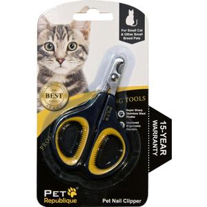 Cat Nail Clippers by Pet Republique  Professional Stainless-Steel Nail Clipper for Cats, Kittens, Hamster, Rabbits, Birds, & Small Breed Animals Claw Trimmer (Black+Yellow)