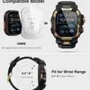 ULTIMAL Rugged Case with Band for Apple Watch 49mm,Compatible with Apple Watch Ultra 3/2/1, Military Grade Shockproof Bumper Cover for iWatch Tactical Band Men (49mm,Gold)