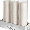 Simply Soson 2x8 inch 7 Day White Pillar Candles in Glass Set of 3, Up to 90 Hour Burn time, Unscented Prayer, Religious Candles for Memorials, Vigil, and Emergency