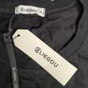 KLIEGOU Mens 100 Cotton Hipster Hip Hop Longline Crewneck T-Shirt Pre - Shrunk XL (Black)