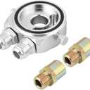 M20 x 1.5 Universal Aluminum Alloy Oil Filter Cooler Sandwich Plate Oil Cooler Sandwich Plate Adapter 1/8 NPT Oil Cooler Kit (silver)