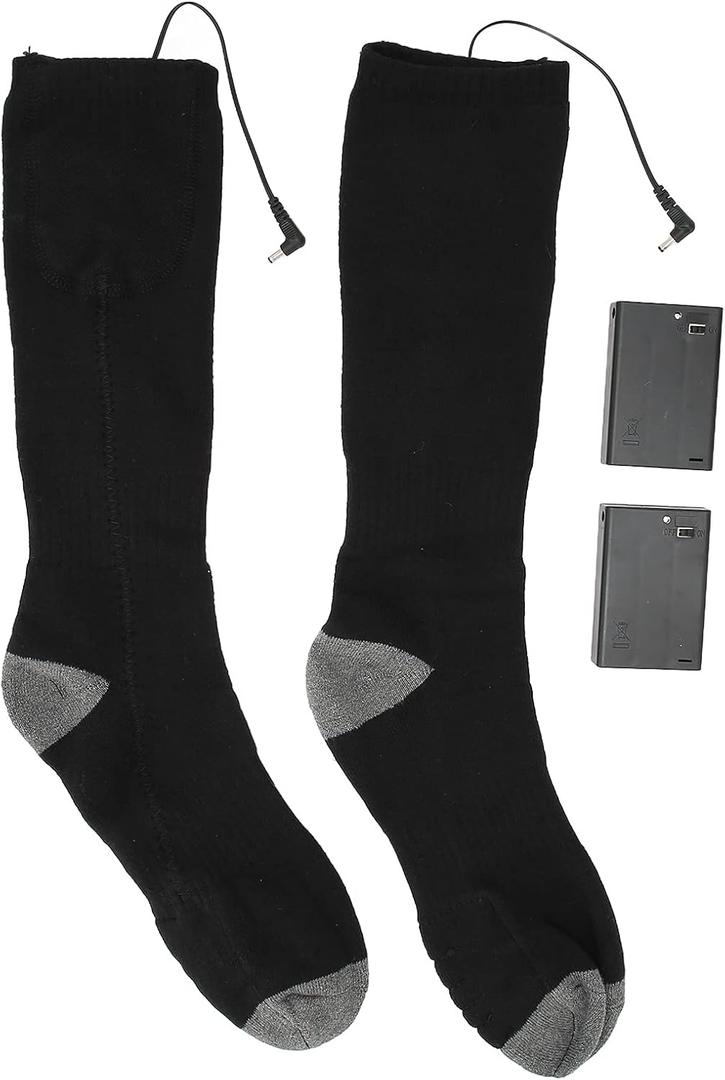 Heated Socks,Battery Heated Socks,Thicken Cotton Electric Heated Socks Rechargeable for Men Women,Washable One Side Heating Winter Thermal Socks,for Hiking,Winter,Skiing Outdoors, Camping Foot Warmers