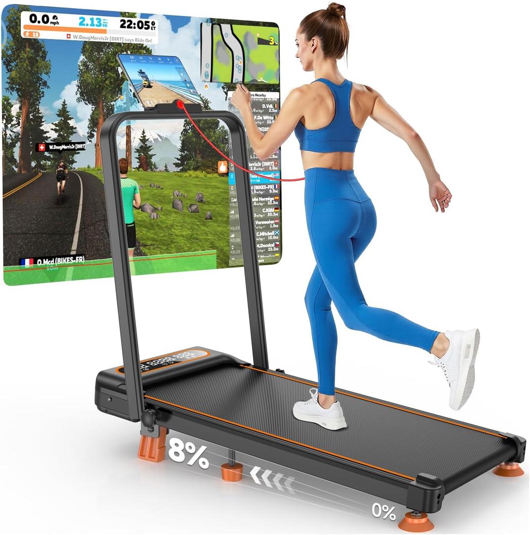 2025 Upgrade Walking Pad Treadmill with 8% Incline & Handle Bar, 3.5HP Foldable Treadmills for Home Small, 4 in 1 Portable Treadmills Walking Pad 350lb Capacity, Shock Absorption, Low Noise, Smart App