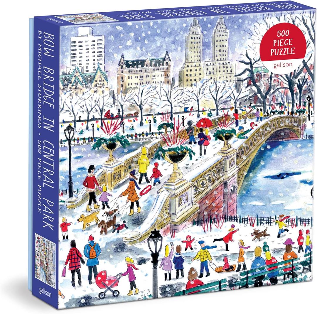 Galison 500 Piece Michael Storrings Bow Bridge in Central Park Jigsaw Puzzle for Adults and Families, New York City Puzzle with Central Park Scenery