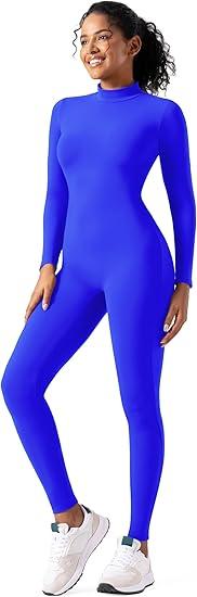 Speerise Women Bodysuit Rompers Long Sleeve Jumpsuits Leotards One Piece Tummy Control Yoga Workout Outfits (Small)