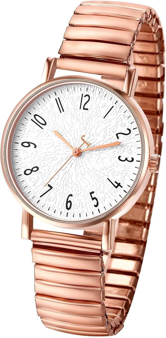 OIDEA Women's Elastic Strap Watches: Large Face Arabic Numerals Analog Quartz Wrist Watches for Women Easy Reader Stretch Band Waterproof Ladies Wratch
