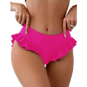 ZAFUL Women Mid Waist Bikini Bottoms Ruffles Full Coverage Swimsuit Bottom Swim Briefs Bathing Suit Bottoms (Medium, 0-pink) ZAFUL Women Mid Waist Bikini Bottoms Ruffles Full Coverage Swimsuit Bottom Swim Briefs Bathing Suit Bottoms (Medium, 0-pink)
