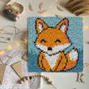 YP Latch Hook Kits for Kids Adults DIY Rug Tapestry Kits with Printed Canvas Embroidery Kits Festival Gifts Home Decoration (Fox,11.8inch X 11.8inch)