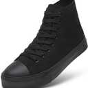 ZGR Men's High Top Canvas Sneakers Lace Up Classic Casual Walking Shoes (Black, 11)